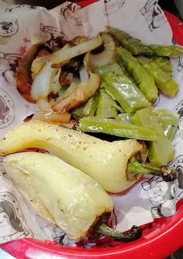 Roasted peppers, grilled onions, and tender nopal cactus slices at Tijuanazo Hipodromo.